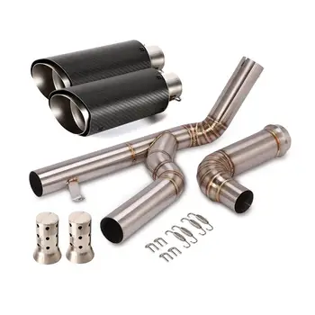 51mm Motorcycle Exhaust Pipe Escape Muffler Mid Connect Tube Dual outlet With DB Killer Modified for 1290 Super Duke R 2014-2016
