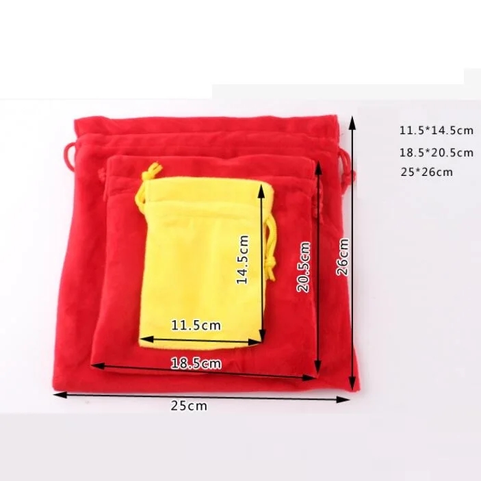 10pcs/lot 11x14cm 18x20cm 25x26cm Double-Layer Thick Flannel Velvet Drawstring Bag Wedding Gift Jewelry Earphone Storage Bags