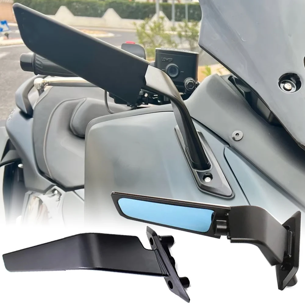 Specchietti Retrovisori Per Moto Yamaha Tmax 560 (2022-2026) - Regolabili, Girevoli, In Lega Di Alluminio, Design Stealth Wind