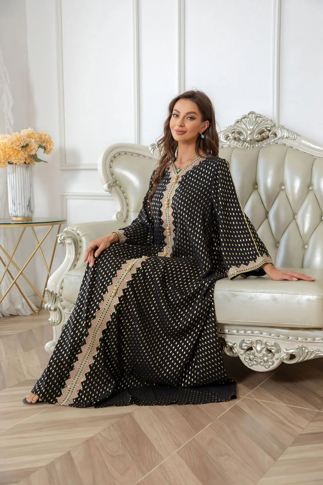 Elegant Morocco Party Dress Muslim Abaya Jalabiya Long Sleeve Abayas for Women Dubai Turkey Islam Kaftan Robe Vestidos Largos