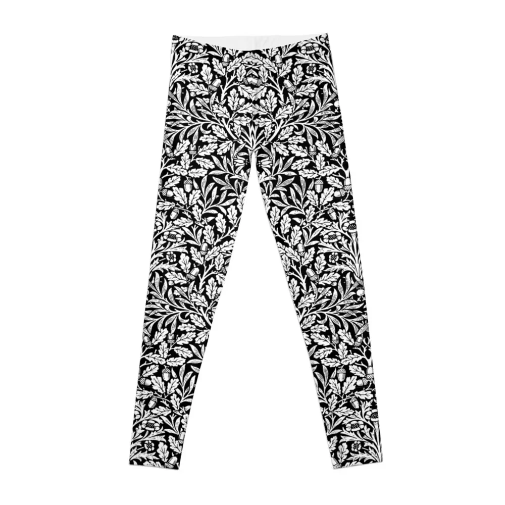 Art Nouveau Floral Damask, Leggings In Bianco E Nero Per Ragazze Leggings Sportivi Da Donna A Vita Alta Da Donna
