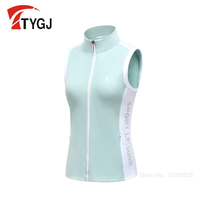 TTYGJ Golf Fall/Winter Vest Women Windproof Sleeveless Coat Ladies Outdoor Sports Elastic Jacket Golf Top with Zipper Pockets