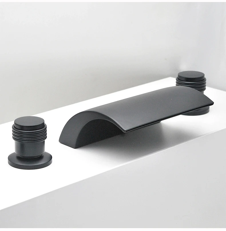 Robinet De Baignoire à Haut Débit Noir Mat, Ensemble De Robinet De