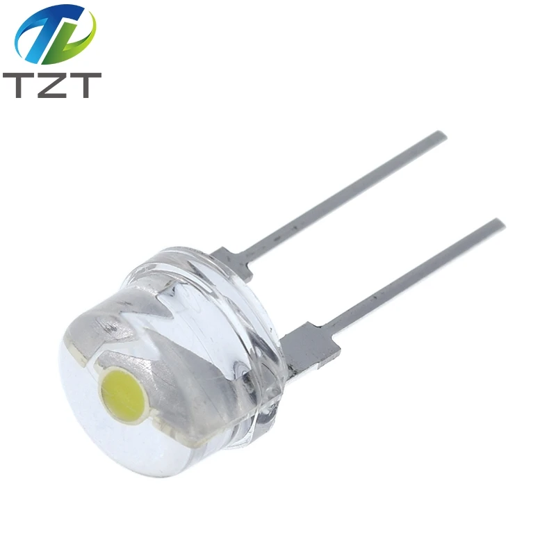 LED Lamp 10PCS F8 8mm 0.5W 3.0-3.2V Straw hat LED White Super bright LED lamp Wide Angle Transparent Lamp Strawhat