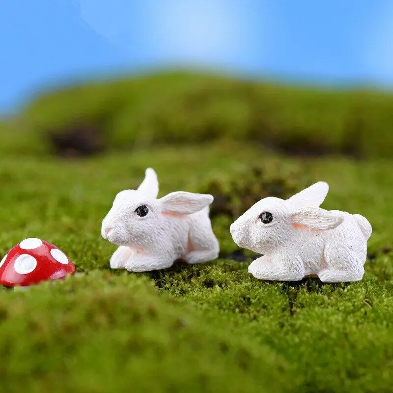 

Home Cute Room Decor Accessories Miniatures Furniture Mini 10pcs Little White Rabbit Decoration Supplies Moss Micro Landscape