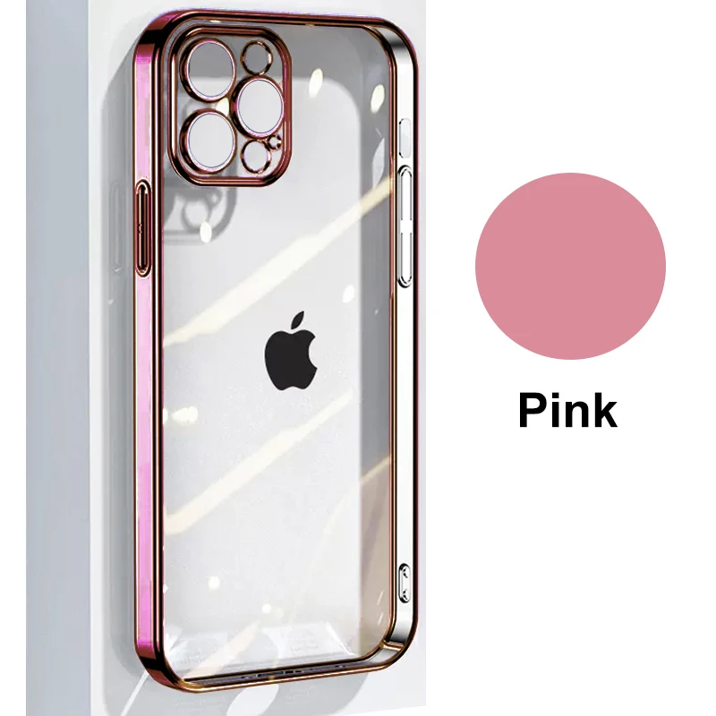 thumbnail image 1 of Original Straight Edge Plating Cover For Apple Clear Case Iphone 11 12 13 14 Pro Max Mini 7 8 Plus Xr Xs X Full Camera Protector, 1 of 5
