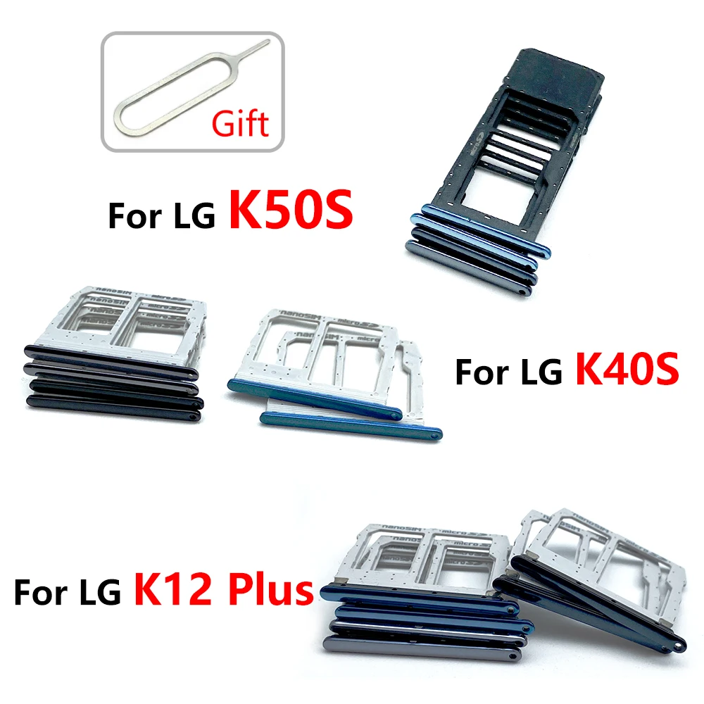 

Original Replacement For LG K12 Plus K40S K51S K61 K50s Nano SIM Card Holder Tray chip slot drawer Holder Adapter Socket + Pin