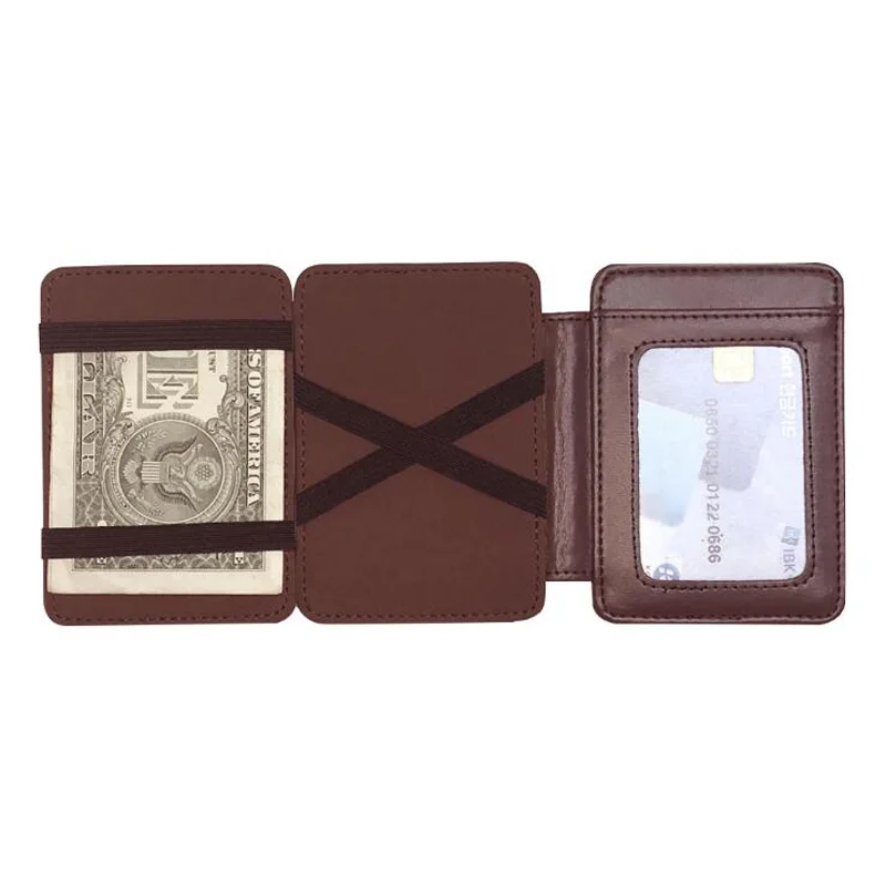 Portable Tri-fold Magic Wallet For Men Small Purse Credit Card Holder Mini Money Bag PU Leather Cash Clip 5