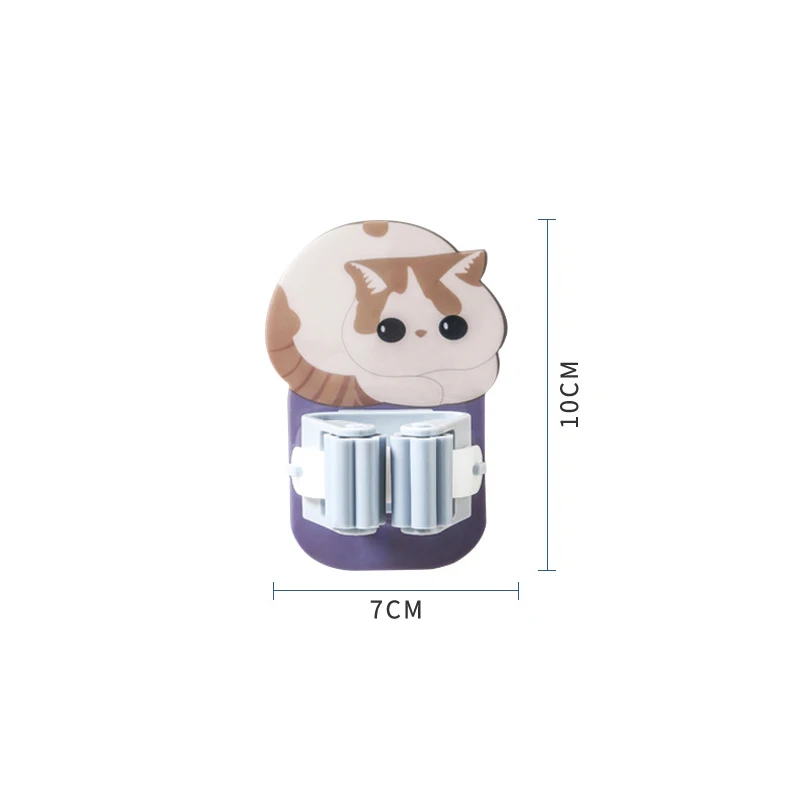 Description Picture 2 of item4Pcs Wall Mounted Mop Hook Cartoon Cat Multi-Purpose Holder Household Broom Handbag Umbrella Strong Rack Bathroom Tools Hanger
