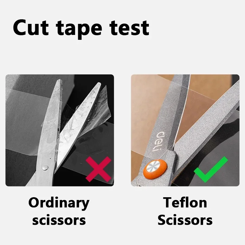 Deli 6055 Teflon Scissors Anti Rust Anti Adhesive Black Blade Sharp Office And Learning Supplies Tijeras Para Manualidades paper cutter stationery scissors soft handle scissors portable scissors cutter black blade scissors