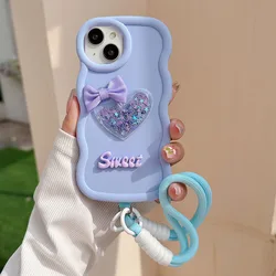 Quicksand Heart Bow Wavy Soft Phone Case - Y50(Y30) (Purple)