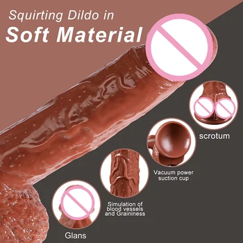 Realistic Squirting Dildo Ejaculating Penis for Beginners,Soft Dildo with Curved Shaft and Balls for Women G-Spot Anal Prostate 3