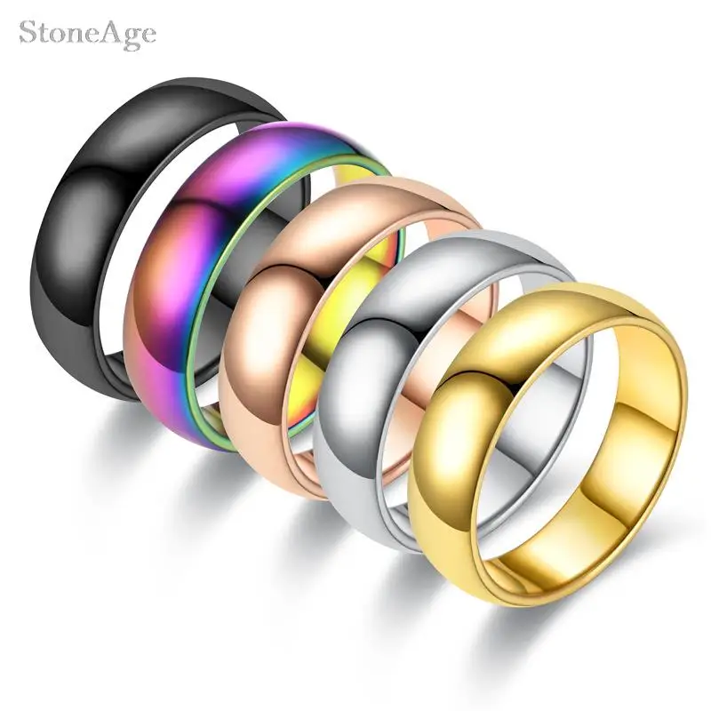 2/4/6mm Smooth Titanium Stainless Steel Rings For Women Men Thin Minimalist Matching Couple Ring Homme Rock Fashion Jewelry