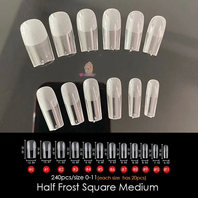 Gel Nails Extension System Full Cover Sculpted Clear Stiletto Coffin False Nail Tips 240pcs/bag Frost Square Medium