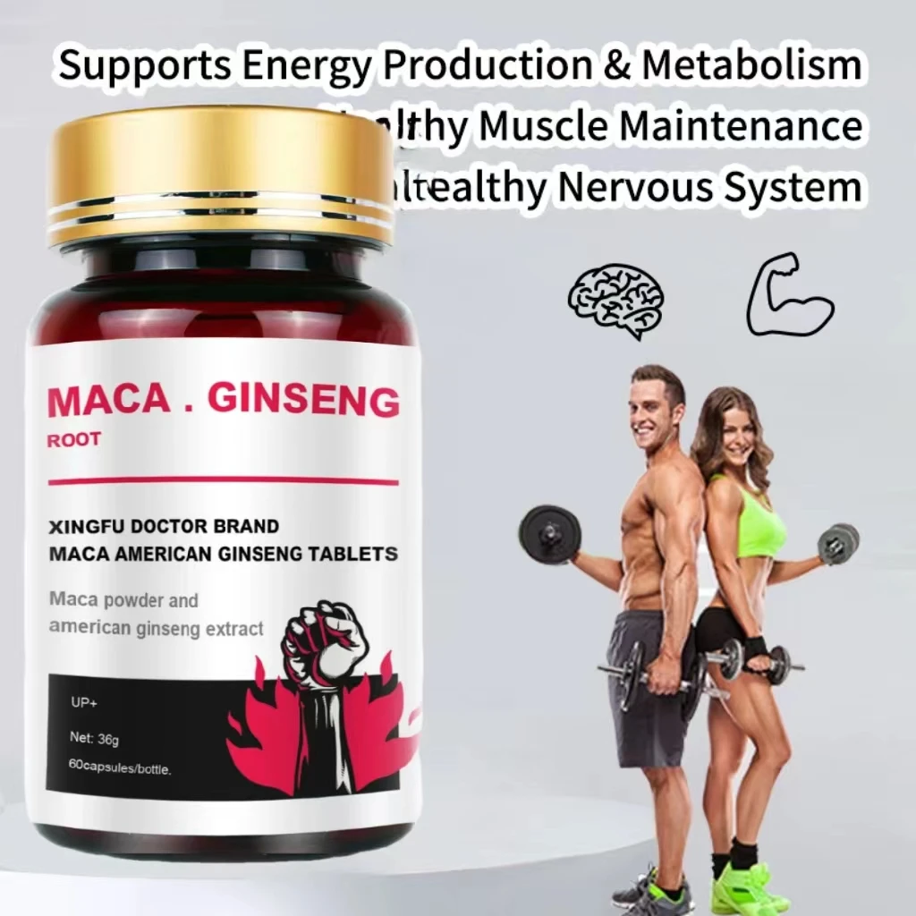 American Maca+Ginseng Capsule 60 Tablets Pure Non-GMo Supports Reproductive Health Natural Energizer