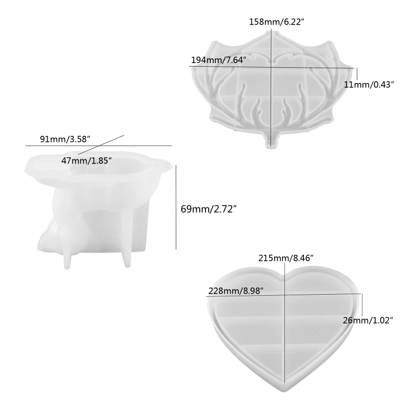 Silicone Resin Mold Epoxy Mold Deer Makeup Jewelry Display Tray Molds Storage Box Mold for DIY Resin Casting