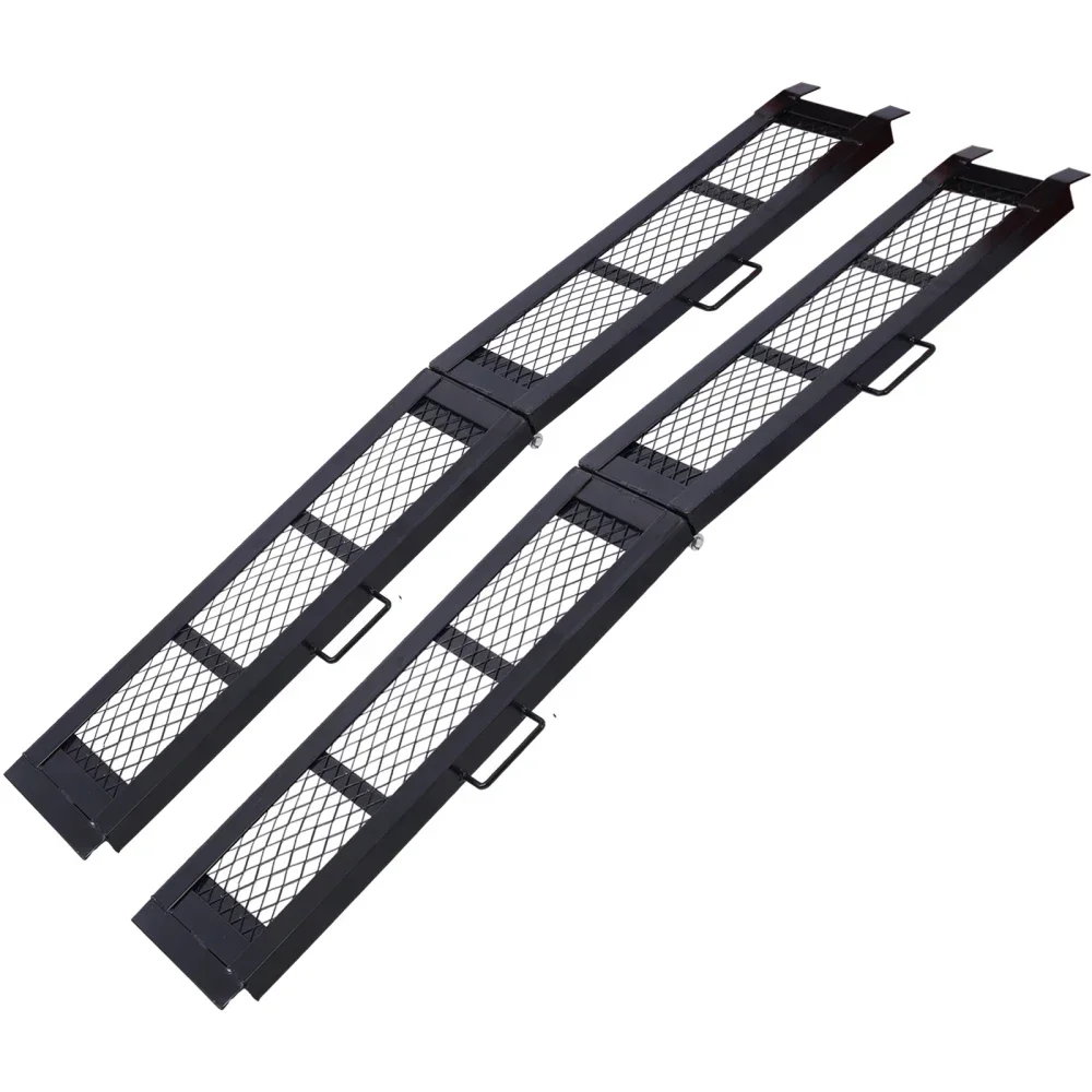 80" Steel Loading Ramp, 800LBS Capacity, Portable Motorcycle Ramp, Folding ATV Ramp for Pick up Truck, Black, Pack of PAIR