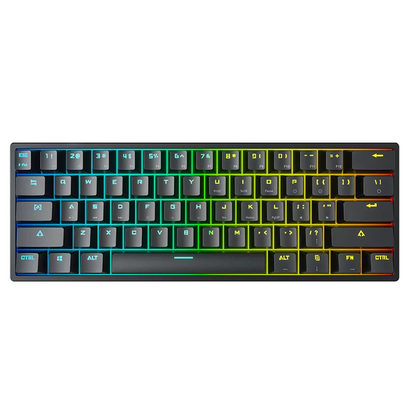 Mini Gaming Mechanical Keyboard 61 Keys Type-C Blue Switch RGB Lights Adjustable Ergonomics Wired Keyboard For Gamer Laptop PC 