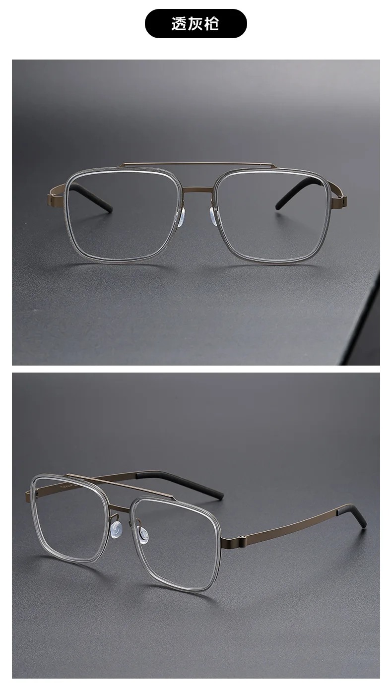 KLAR Vintage Double Bridge Acetat Titan Brillen für Herren Rahmen Myopie Brillen Bequemer ultraleichter Rahmen – Detail 12