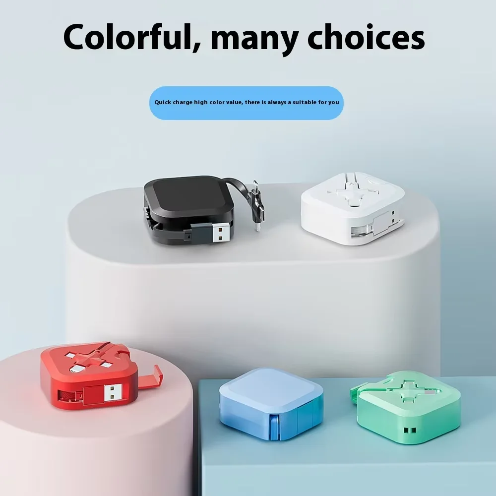 Versatile Retractable Multi Charging Cable with Phone Holder - Portable Fast Charger for iPhone, Android, and Type C Devices