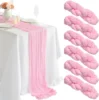 90*180CM Pink Cheesecloth Table Runner Romantic Wedding Dining Table Decoration Pink Tablecloth For Bridal Party Christmas 1