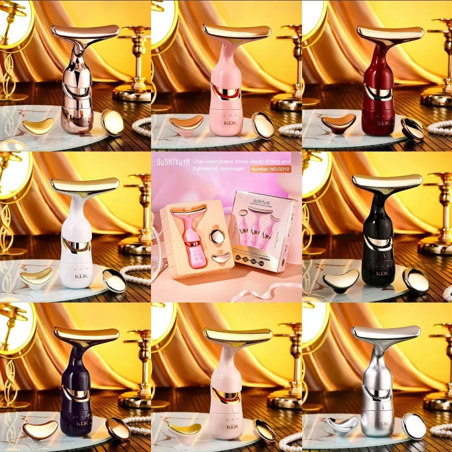 NEW 3 in 1 Face Massager Neck Facial Eye Massage Introducer Microcurrent Skin Rejuvenation Anti Aging Beauty Device