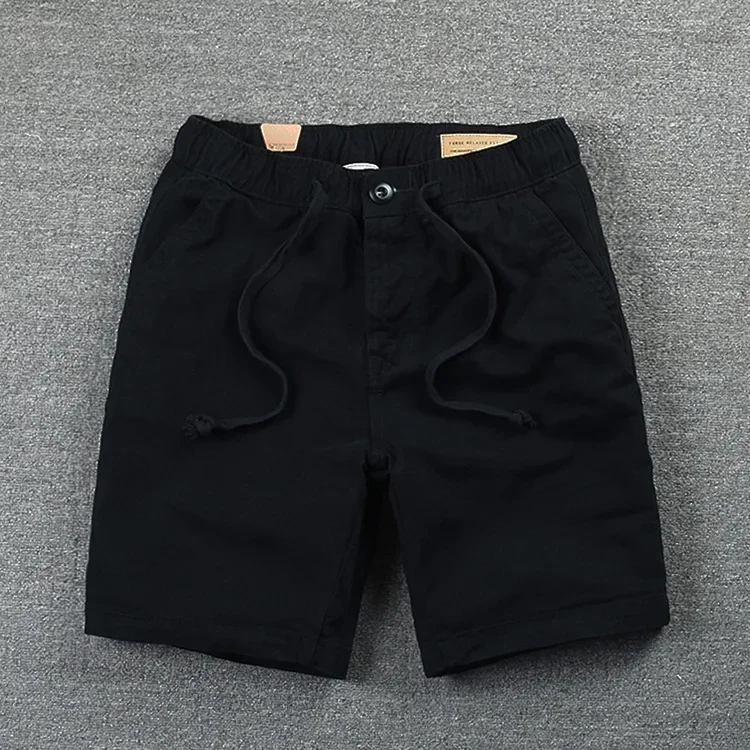 Summer Elastic Waist Casual Gym Shorts New Men's Solid Shorts Korean Style Trendy Sports Running Water Washed Men's Lacing Pants