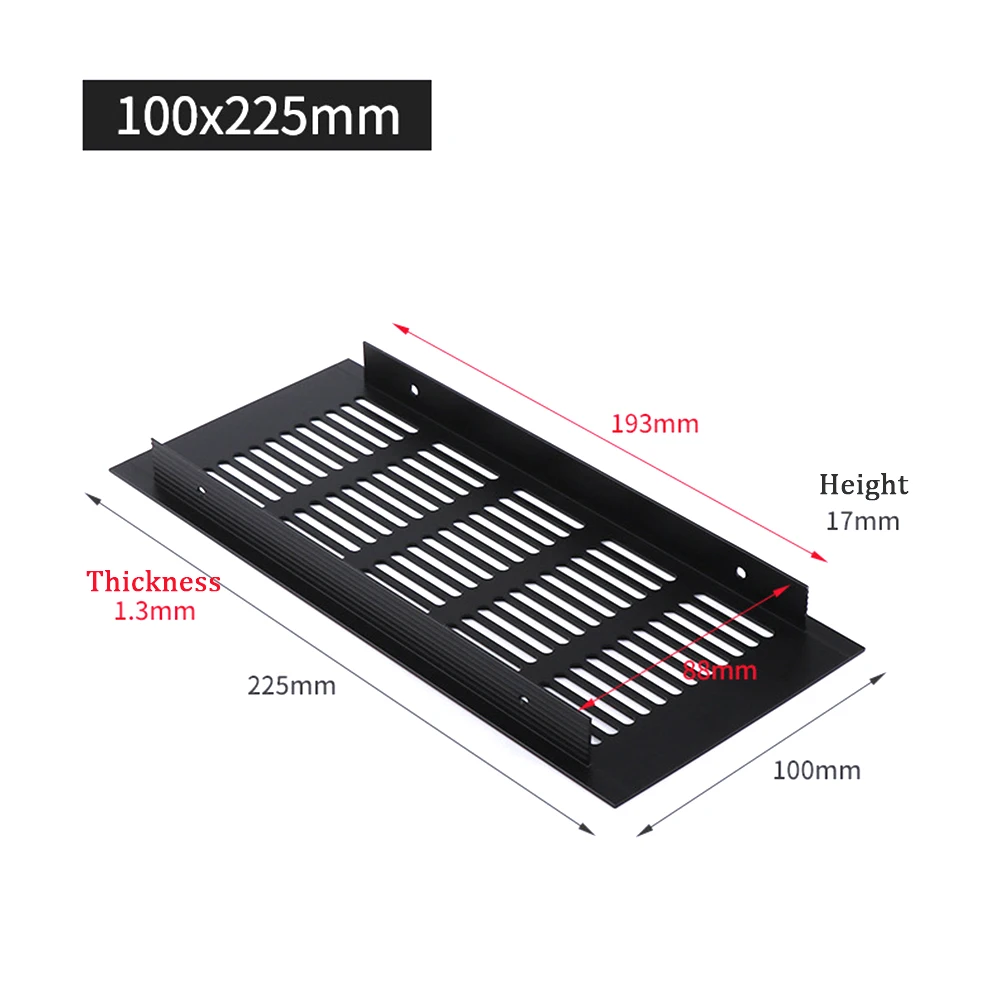 Ventilation Grille Air Vent Grille Replacement Ventilation Cover 150-400mm Accessory Aluminum Alloy Black Duct