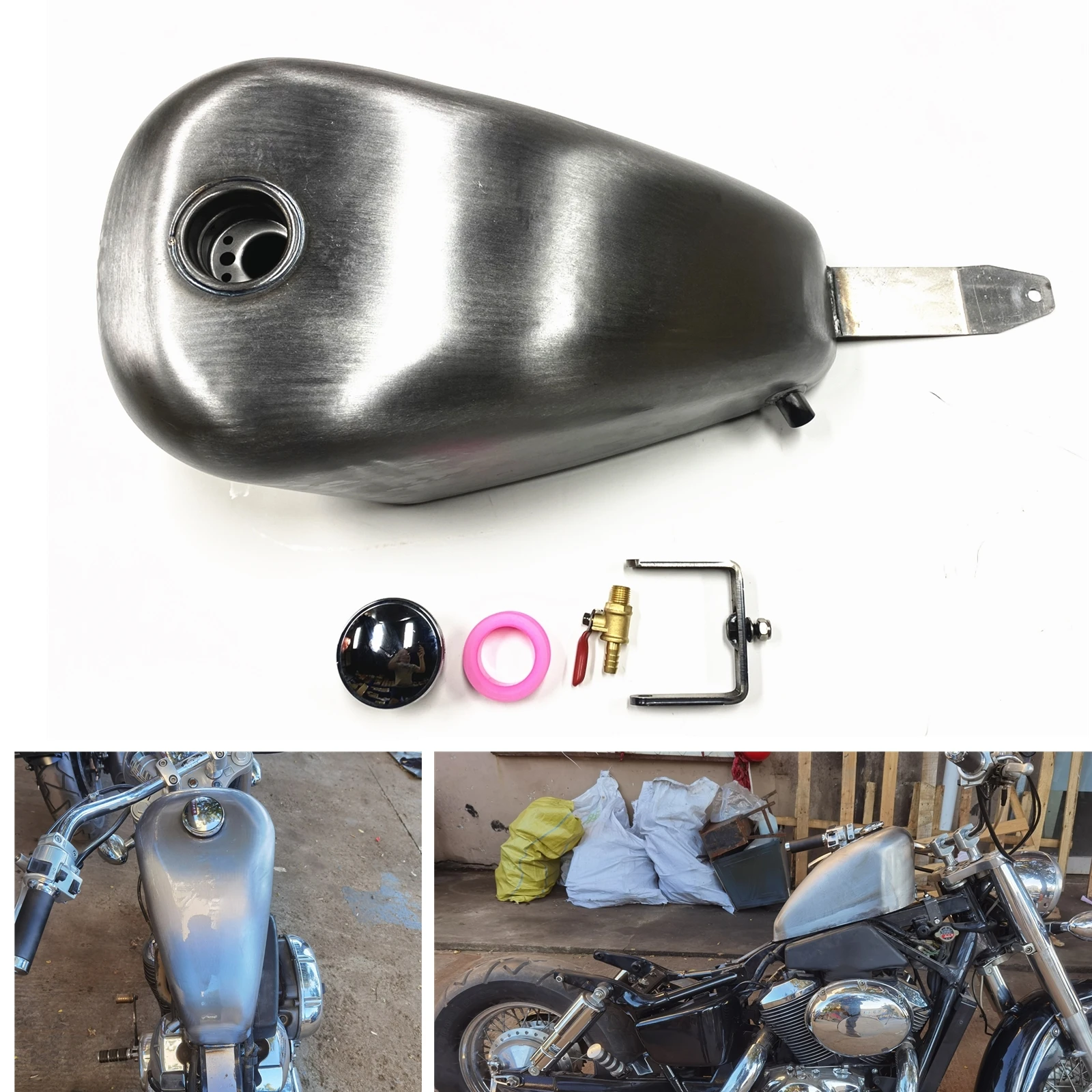 

9 L Motorbike Petrol Gas Fuel Tank Modified Handmade Gasoline Retro Oil Can With Cap For Honda Shadow 400 750