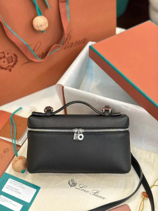 LP19 Women Handbag Shoulder Bag Genuine Leather Lunch Box Bag Gigi's Same Style Fashionable Lychee Pattern Cowhide Handbag Simple Shoulder Bag For Women