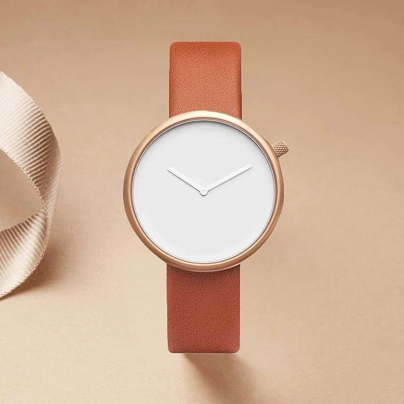 TOMI Women's Minimalist Style Leather Watch Women's Small Disc Scaleless Fashion Watch Minimalist Women's Leisure Quartz Watch 4
