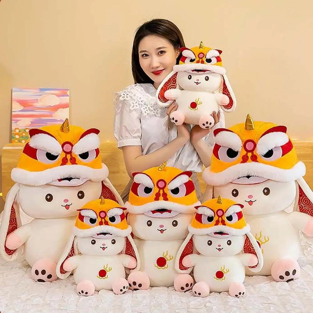 Decoration Lion Dance Rabbit Plush Animal Toy Mascot Doll Rabbit Plush Toy Bunny Plush Doll Stuffed Toys Lion Dance Rabbit Doll dance pompoms straight shank type fluffy pet double pass cheerleader hand flower ball decoration pom poms cheerleader