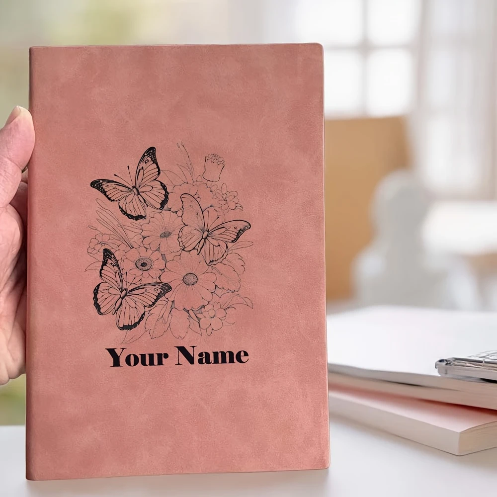 Personalized Elegant Floral Diary Notebook with Custom Name Personalization - Perfect
