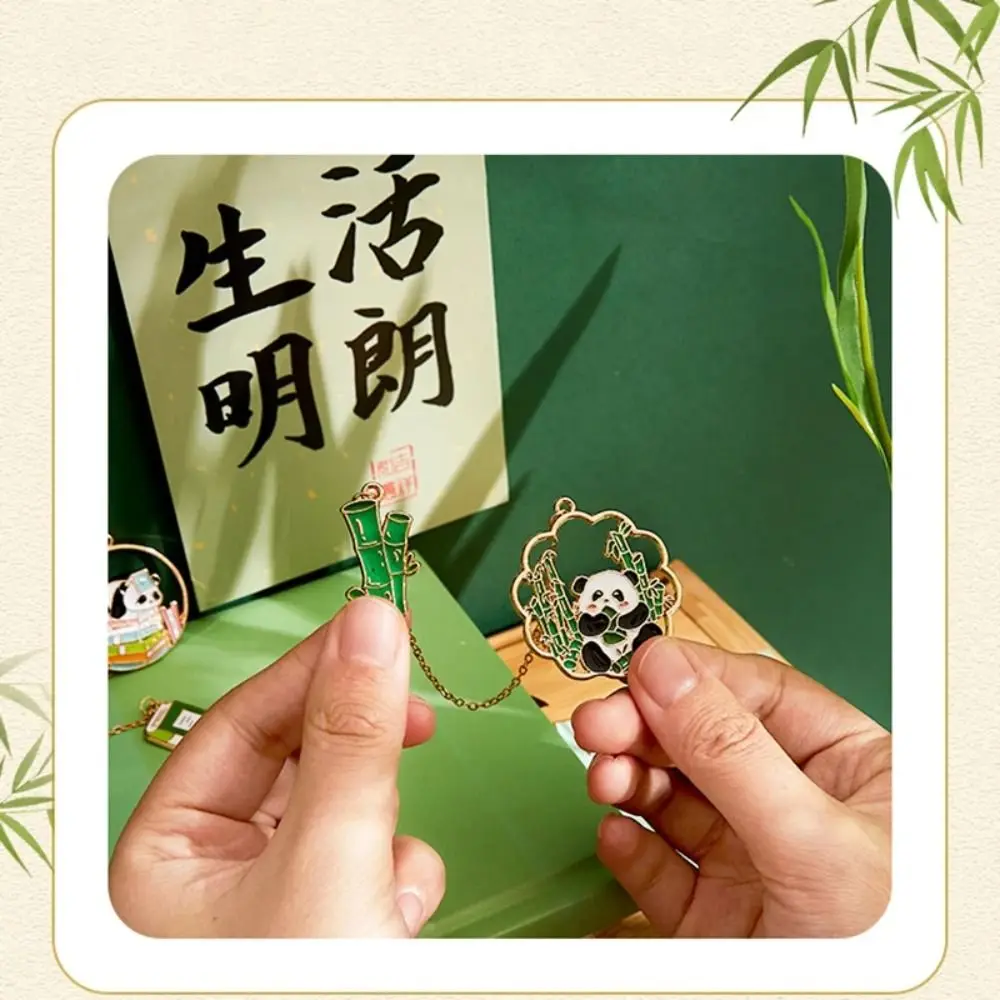 Panda Metal Bookmark Chinese Style Painted Tassel Pendant Pages Separator Tags Stationery School Office Supply animal bookmark,bookmarks stationery supplies