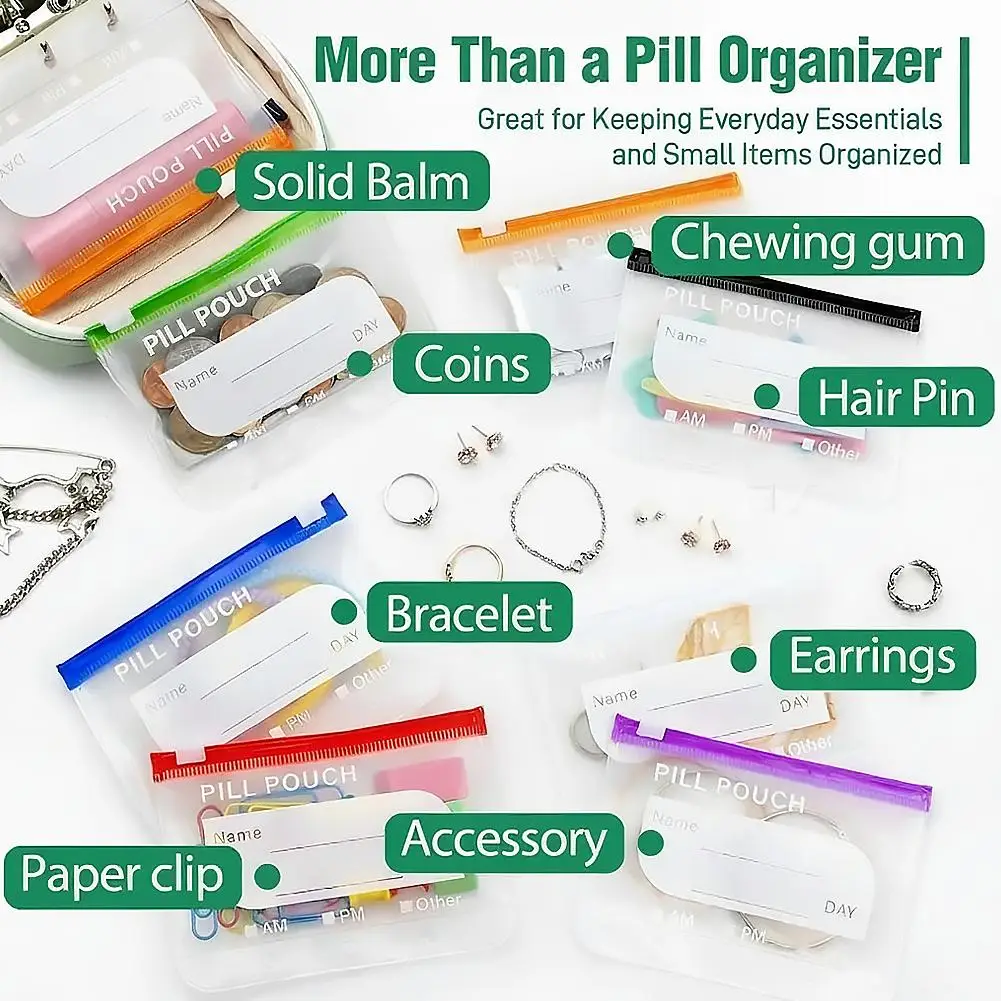 Waterproof Color-Coded Travel Pill Organizer Case with Reusable Pouches – Weekly Medicine Storage System