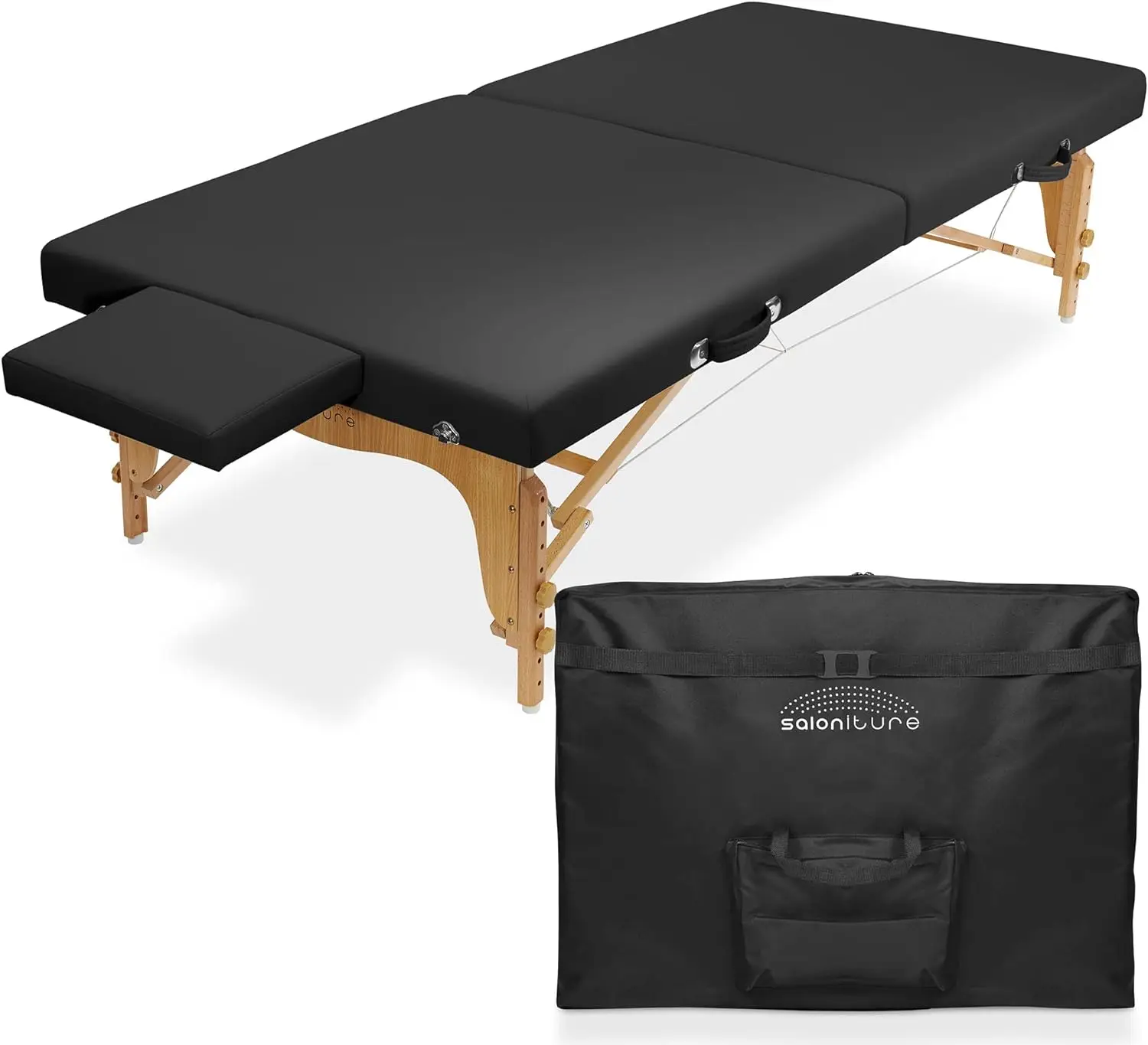 Saloniture Portable Physical Therapy Massage Table - Low to Ground Stretching Treatment Mat Platform - Black