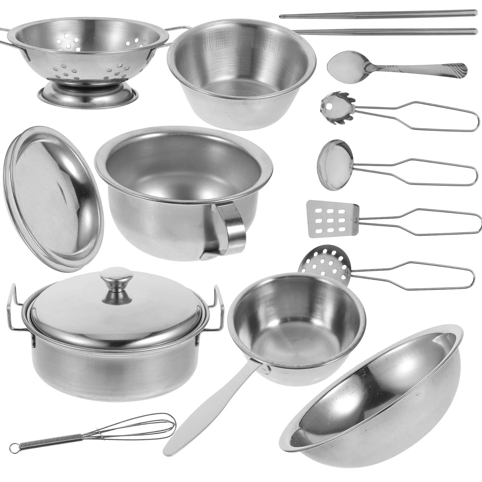1 Set Kids Kitchen Toys Stainless Steel Utensils Compact Size Lightweight Pretend Play Sets Boys Girls Kitchen Toys