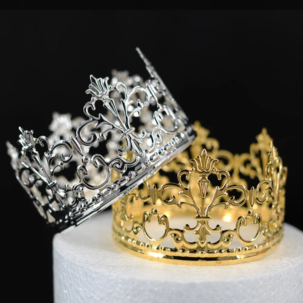 Tiara Gold Color Crown Cake Topper Decoration Wedding Cake Princess Birthday Party Supplies 1pc