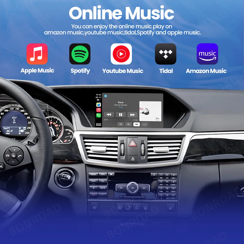 BONROAD Reproductor Multimedia con Pantalla Táctil de 7 Pulgadas, CarPlay Inalámbrico, Estilo Original para Auto, Android Auto para Mercedes Benz Clase E W212 S212 W207 A207 C207 2009-2016, Pantalla de Navegación 6