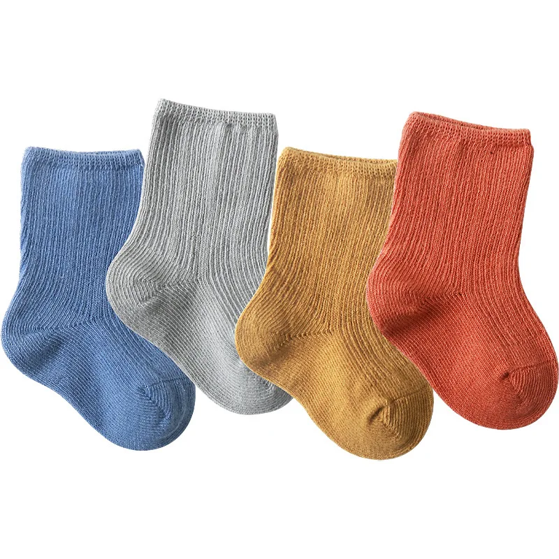 

3 Pairs/lot 0-3 Years Children's Cotton Socks Spring Autumn Newborn Baby Solid Color Socks Infant Boys Girls Floor Socks Clothes