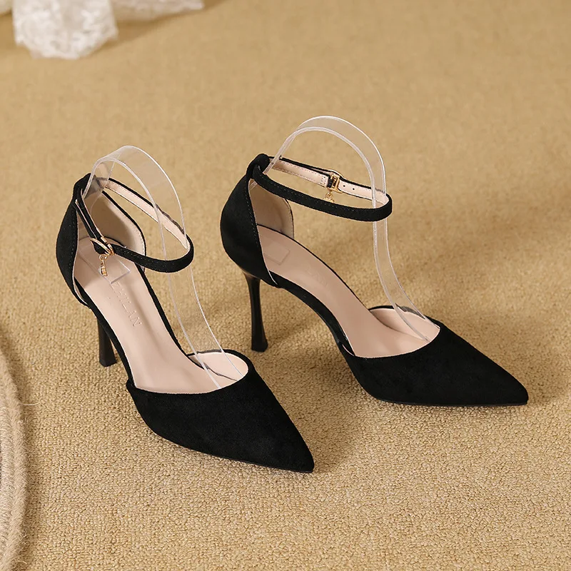 Small Size 30-44 Women High Heel Shoes Suede Thin Heels Ankle