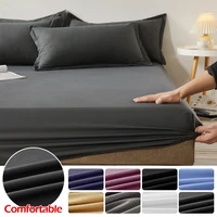 Cotton Fitted Sheet With Elastic Bands Non Slip Adjustable Mattress Covers For Single Double King Queen Bed Cover 140/160/200CM 1