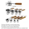 1/4/8pcs Stainless Steel Measuring Spoons With Scale Wooden Handle Household Kitchen Dining Bar Baking Tools Measuring Cups 3
