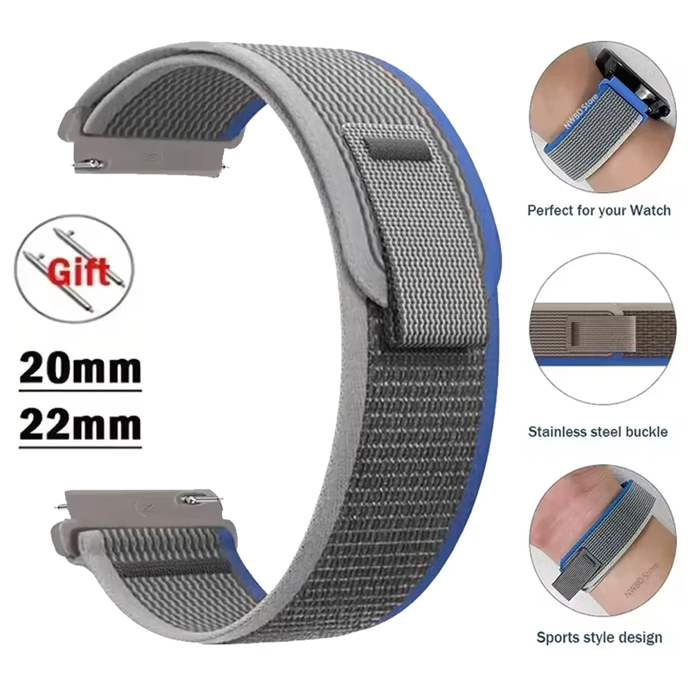 Braided Breathable Elastic Nylon Watch Band, 20mm/22mm Strap