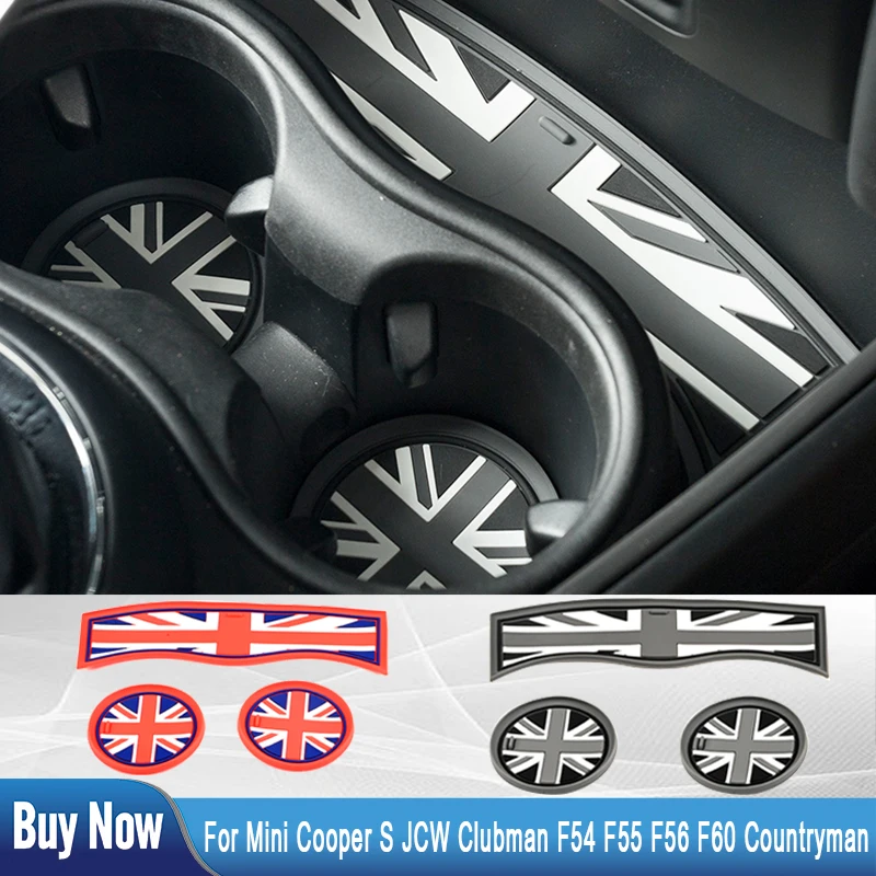Car Cup Cushion Storage Groove Coaster Non-slip Mat Pad For Mini Cooper S JCW Clubman F54 F55 F56 F60 Countryman