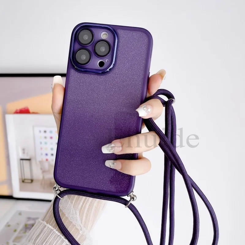 Luxury Crossbody Strap Neck Lanyard Case with Lens Protect and Glitter Finish