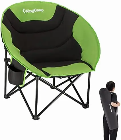 

Camping Chair Oversized Padded Moon Round Saucer Chairs Camping Folding Chair with Cup Holder,Storage Bag,Carry Bag for Camping,