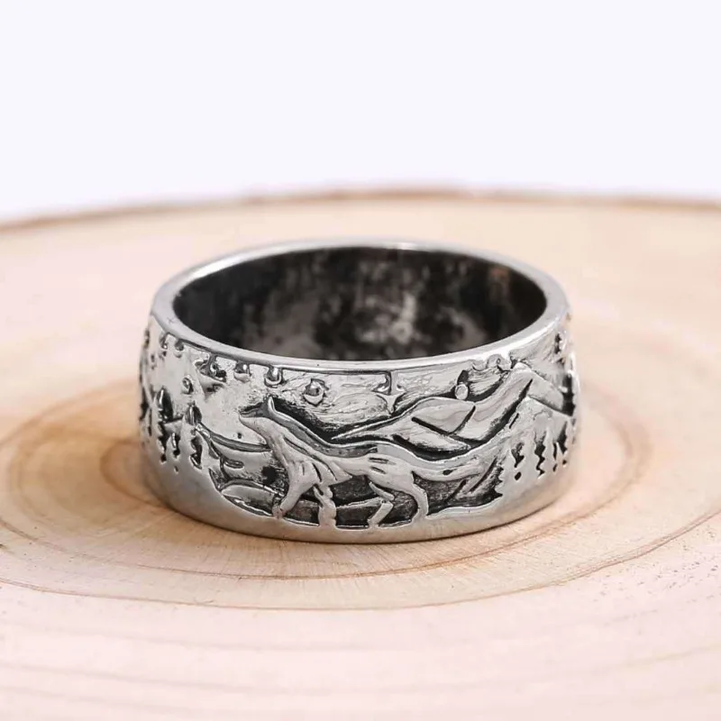 New Simple Retro Trend Niche Men's Forest Wolf Ring Crazy Party Jewelry Fashion Bully Men's Party Ring Accessories