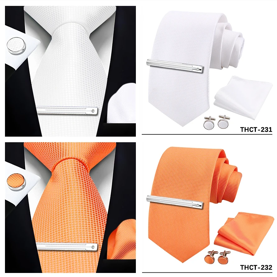 Top Qualität Elegante Krawatten Set Hanky Manschettenknopf Krawatte Clips Business Krawatte Für Männer Hochzeit Formale Gravata Anzug Zubehör Herren Geschenk – Detail 25