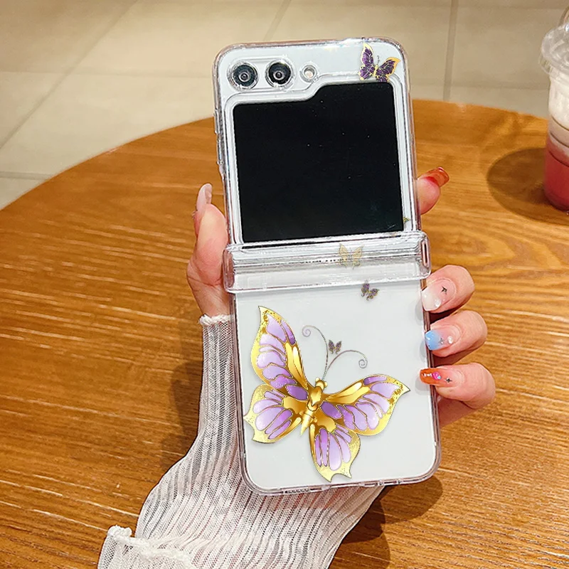 Butterfly Pattern Clear Folding Phone Case - Transparent Hard Cover